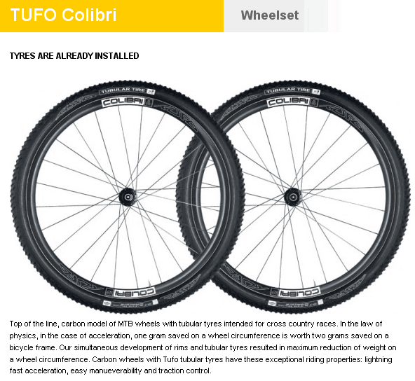 TUFO COLIBRI 26-Zoll Karbon Tubular MTB-Laufradsatz - mit Bereifung (Paar)
